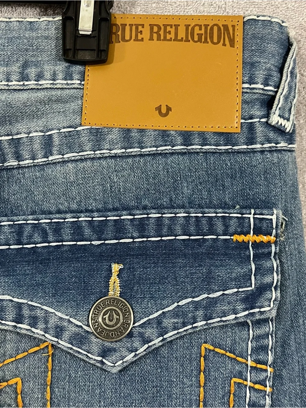 True Religion Men's 36 Ricky Relaxed Straight Super T Jeans Flap Pockets NWT